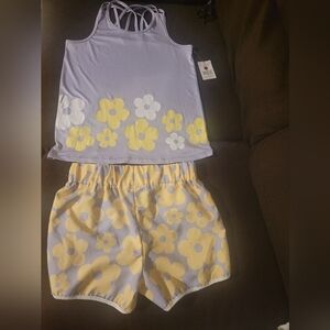 Pro Player Purple and Yellow Fliwer Pattern Kids Matching Set Size 14